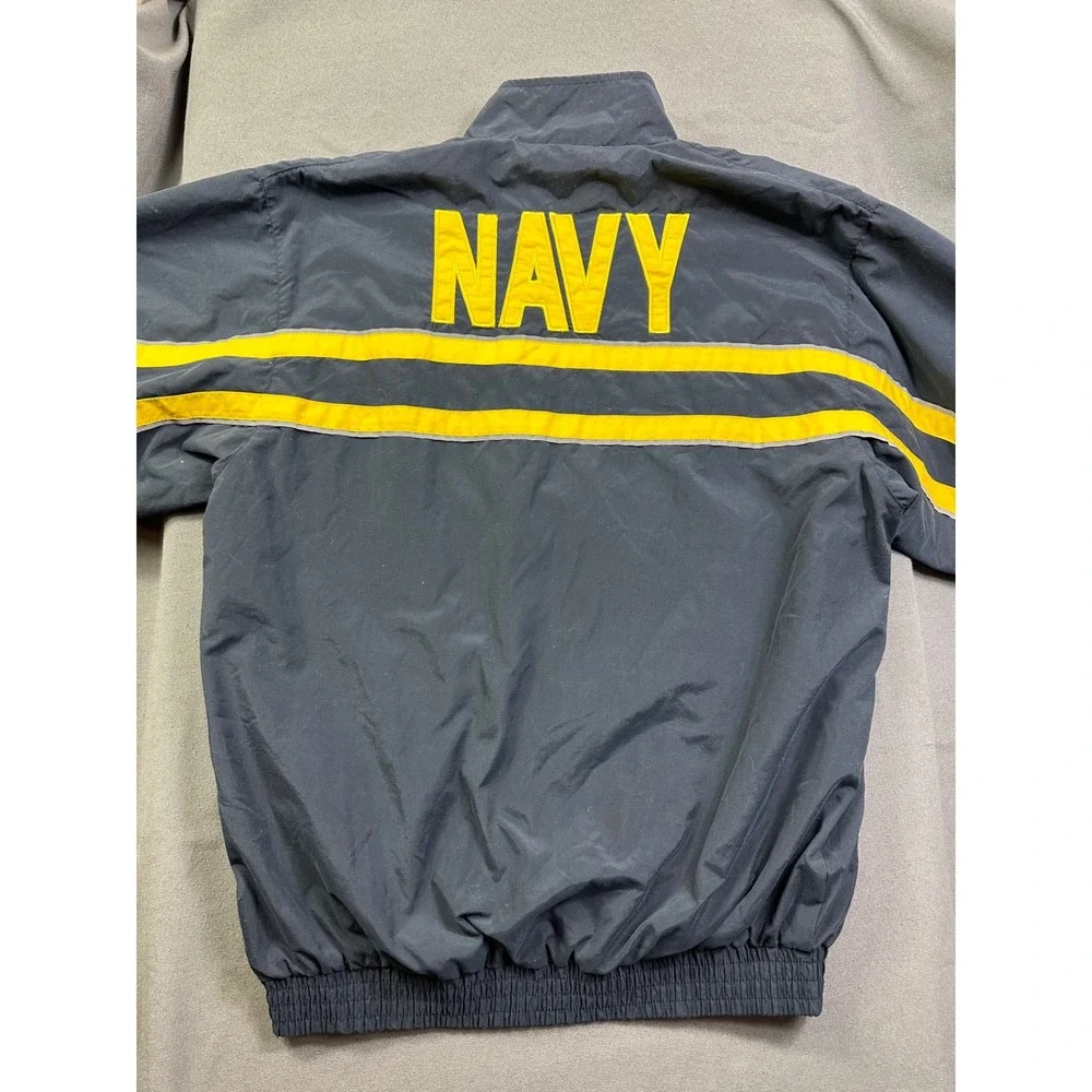 US Navy‎ Windbreaker Jacket Men's S Small Blue Yellow Forged by the Sea Full Zip